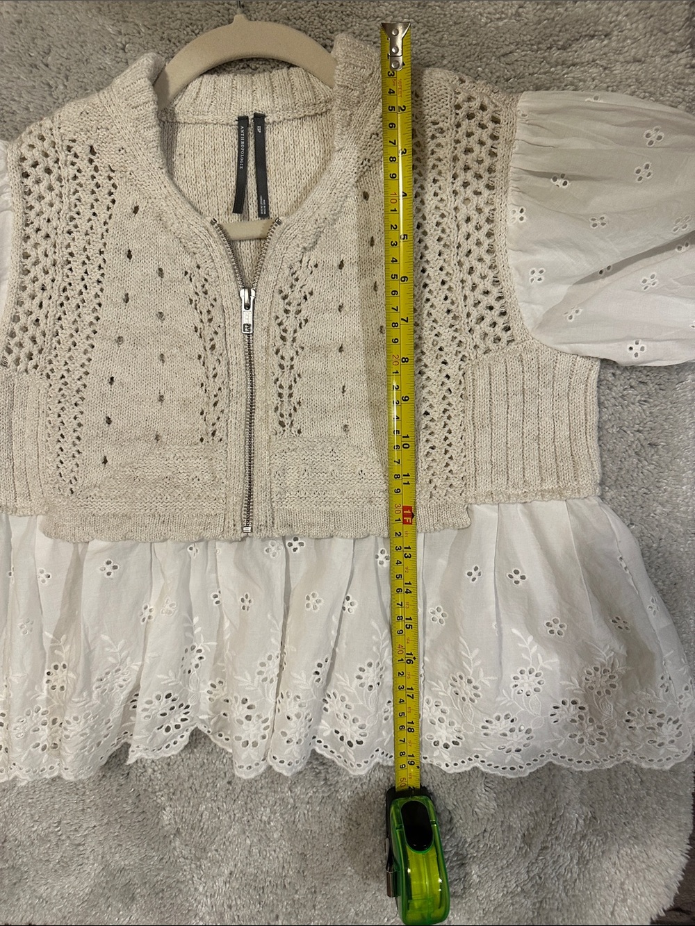 NWOT Anthropologie 1/2 Zip Sweater Eyelet Top - Picture 7 of 7